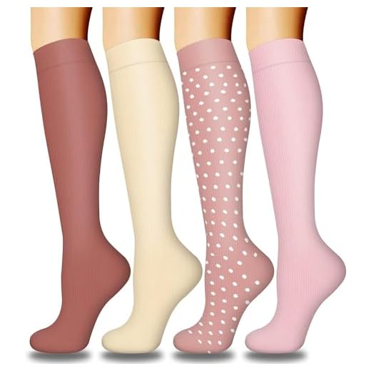DRESHOW 4 Pares Calcetines de Compresión para Mujeres y Hombres Circulatorio Mejor Soporte para Atletismo, Running, Ciclismo, Viajar