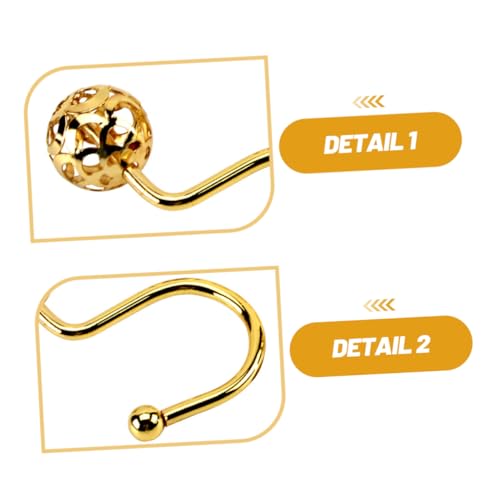 Ganchos para cortinas de ducha de metal dorado con bola hueca resistente 4