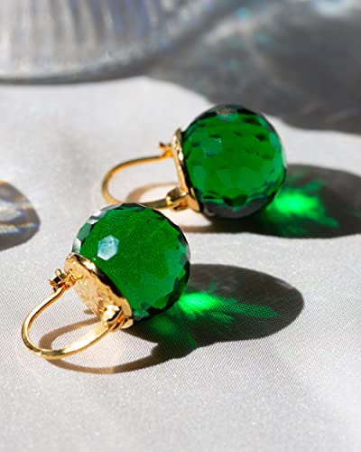 Image of Crystal Earrings for Women, Sparkly Austrian Crystal Disco Ball Earrings, 18K Gold Plated Post Drop Earrings with Colorful Spheres, Hypoallergenic & Lightweight, Ideal Gift for Her