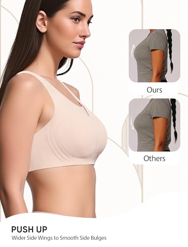 Wireless Bras for Women Seamless Supportive V Mesh Bralette Minimizers Comfortable Tshirt Bra for Older Women4