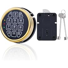 Gun Safe Lock Replacement with Right Swing Bolt Lock & 2 Emerency Keys, Digital Electronic Gold Keypad Lock for High Security Safe Box and Security Cabinet Right Swing Bolt