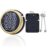 Gun Safe Lock Replacement with Right Swing Bolt Lock & 2 Emerency Keys, Digital Electronic Gold Keypad Lock for High Security Safe Box and Security Cabinet (Right Swing Bolt)