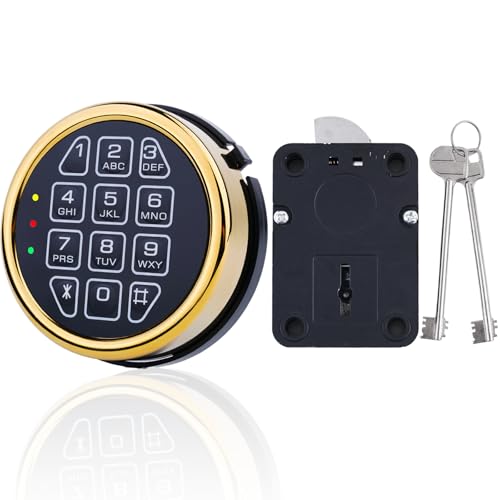 Gun Safe Lock Replacement with Right Swing Bolt Lock & 2 Emerency Keys, Digital Electronic Gold Keypad Lock for High Security Safe Box and Security Cabinet (Right Swing Bolt)