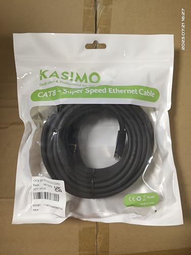 KASIMO CAT 8 Ethernet Cable 10M Round Network Internet Ethernet LAN Cable,High Speed 40Gbps 2000Mhz SFTP LAN Wires Internet Patch Cable with RJ45 Gold Plated Connector for Switch/Router/Modem