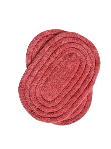 Image of My Home Cotton Door Bath Mat Super Soft Non Slip Mats for Bathroom, Door,Large, Pack of 2 (Oval Solid Orange)