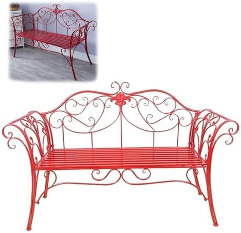 Outdoor Metal Garden Bench, Retro Patio Chair with Backrest & Armrests, Weatherproof for Porch, Lawn & Balcony - Stylish Blue Decor for Backyard Relaxation