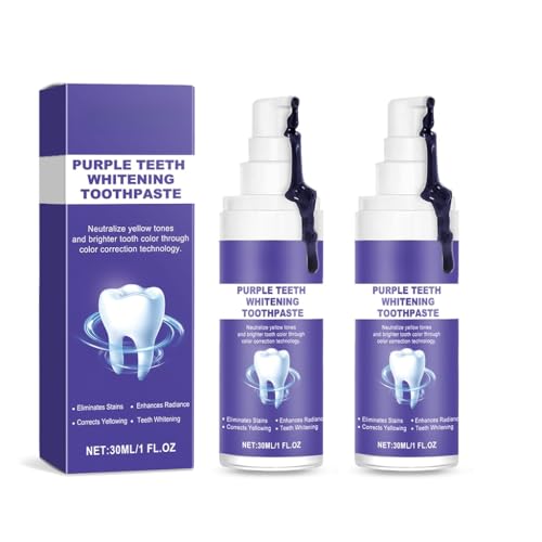 Dentifricio schiarente viola - Neutralizza i toni gialli, ripristina il bianco naturale, riduce delicatamente le macchie e migliora la luminosità dei denti for la cura quotidiana(2pcs)