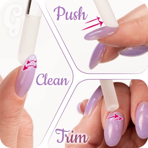 Glass Cuticle Pusher By Gladzy Set 2 Pieces- Manicure Stick Professional Nail Care, Precision Filing Cuticle Remover, Etched Surface Never Wears Out, Genuine Czech Quality #TOP2