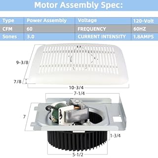 BKR60 for Broan-NuTone BKR60 Bath Fan Replacement Motor and Grille,BKR60 Upgrade Kit for NuTone 696N-R02 695 695-R02 696N 690NT-A 693 Motor Assembly 688 for Broan 671 670 689 688-G 688-H 688-J 688-K