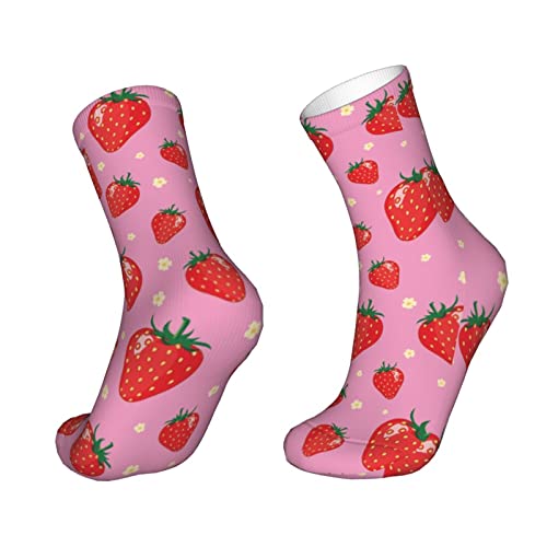 Mortgats Strawberry Pink Socks Funny Novelty Crew For Women Girl Kids Crazy Casual Dress Sports Athletic Work Ankle Sock Gifts thumb #6