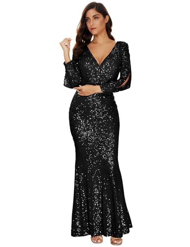 black sequin mermaid dress with sleeves Black Sequin Tassel Sleeve High Neck Mermaid Designer Dress