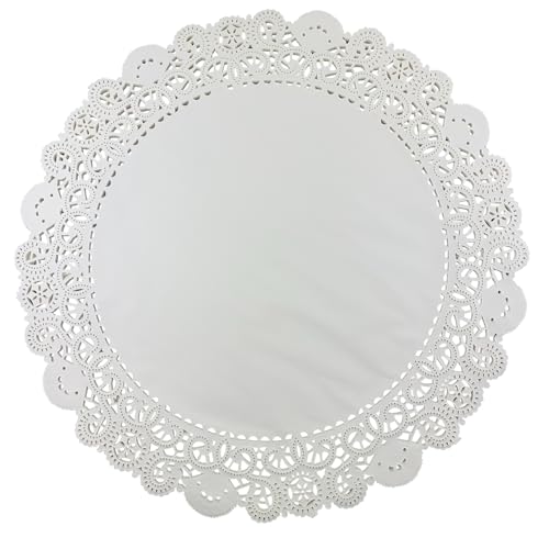 Heyiwell 50PC Disposable Round White Paper Doilies 18“Inch,Normandy Lace Placemats for Tables, Cakes, Desserts Crafts