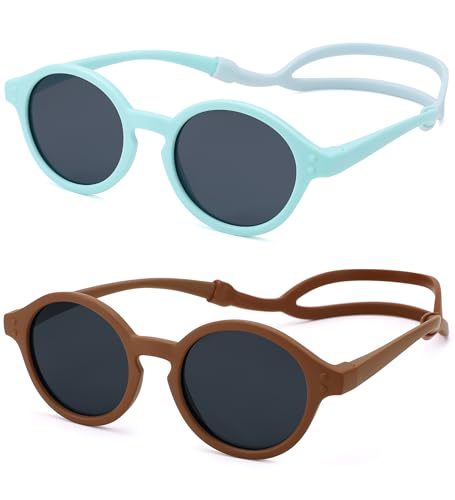 Image of NULOOQ Polarized Baby Sunglasses with Silicone Strap - Bendable TPEE Flexible Infant Sunglasses 0-24 Months