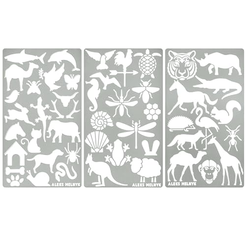 Aleks Melnyk #43 Plantillas Stencils de Metal para estarcir/Animales/para Arte Manualidades y decoración/Plantillas para Estarcidos/para Pintar con Aerógrafo/3 piezas/Bricolaje, DIY