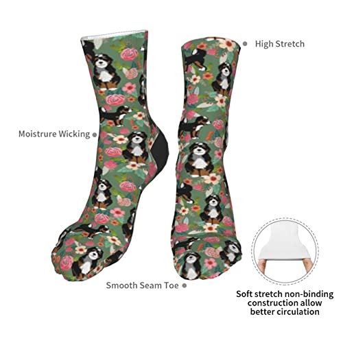 Black Aotose Bernedoodle Floral Cute Dog Florals Green Mens Athletic Ankle Socks Cushion Running Socks For Menandwomen Cotton Socks Crew Socks 11028 11028 #TOP3