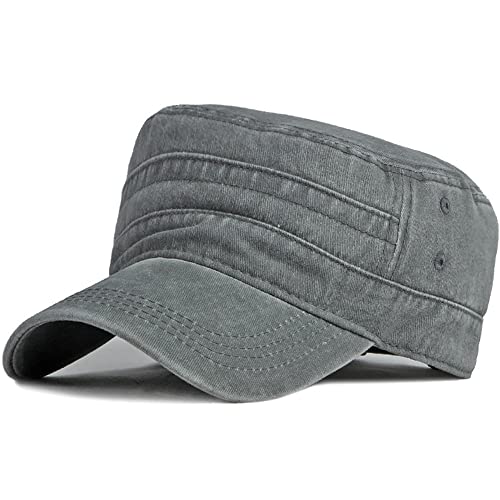 DURINM Casquette Homme Style Rétro Respirant Casquette Homme Vintage Casquette Militaire Réglable Chapeau de Cadet Armée Coton Casquette de Baseball Homme Femme (Gris) Cover