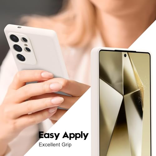 LoeoeL for Samsung Galaxy S25 Ultra Phone Case Silicone, Minimalist Ultra Thin Slim Soft Rubber Gel Solid Color Matte TPU Cute Case for Women, Girly Aesthetic Design & Camera Cover, Beige Stone Cream by LoeoeL - Used condition - Image 5