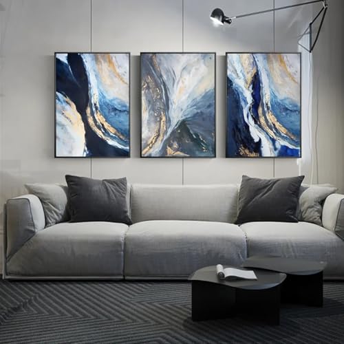 Peinture à l'huile abstraite bleue 50x70 cm toile salon