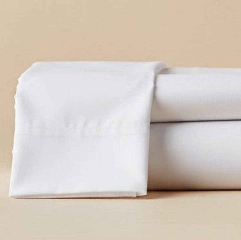 Rifz Textiles T-250 Blended Collection Percale Weave Sheets Resistant Soft Comfortable Breathable Elastic Lightweight Decorations Hotel Bedrooms Guest Room (Flat Sheet, Full 84"X115" 6 PK, White)