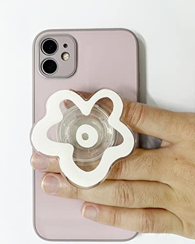 Phone Grip With Expanding Kickstand, Acrylic Flower Collapsible Multi Functional Mobile Phone Stand Holder For Smartphone Cell Phone Accessory (White) #TOP3