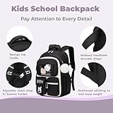 Bansusu Kawaii Girls Backpack for Kids School Bag, Capacity Bookbag Rucksack for Girls Daypack, B552-Black - Image 5