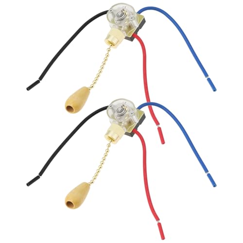 Micro Traders 2Pcs 3 Speed 3 Wire Pull Switch 5-6A 125V 50MΩ for Fan Chandelier Ceiling Fan 10cm/5cm
