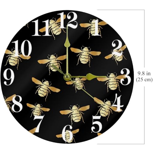 Horloge murale à quartz aux finitions dorées graphiques - 5