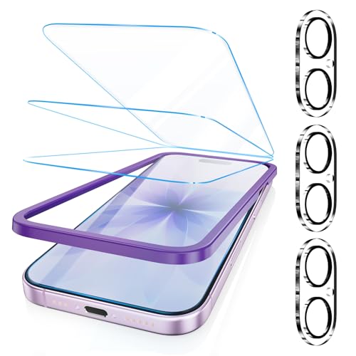 Fotbor [3+3 Pack for iPhone 17 Screen Protector Anti-Blue Light [Eye Protection] 9H+ Tempered Glass with Camera Lens Protector