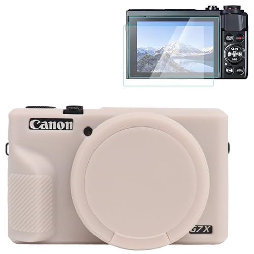 Rieibi Coque en silicone pour Canon G7X Mark III, accessoires G7X Mark III avec 2 protections d'écran, couvercle d'objectif amovible pour Canon G7X Mark III