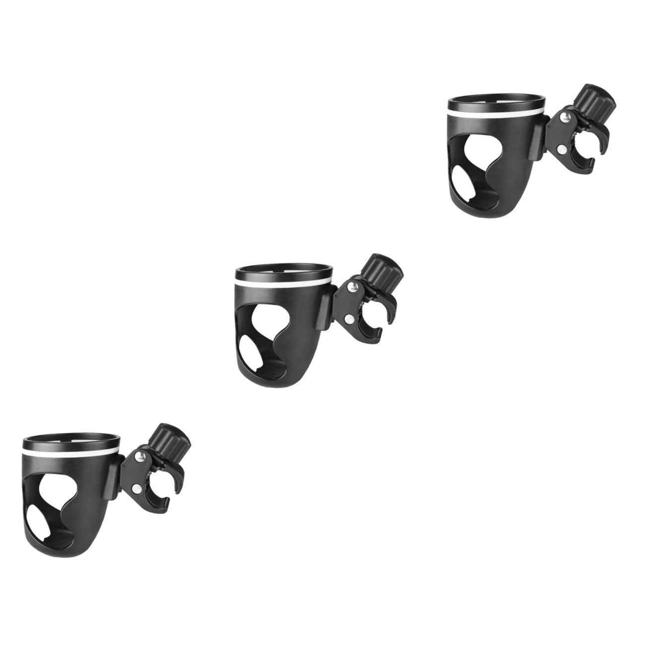 Yardwe 3 Pezzi Portabicchiere Girevole per Passeggino con Morsetti Flessibili e Protezione Antiscivolo per Bottiglie Supporto Multiuso per Bicicletta Scooter e Carrelli Nero