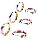 [Adelina Style] リングピアス フープピアス メンズ レディース 3ペア 人気 幅2.5mm つけっぱなし 小さめ ピアス サージカルステンレス 金属アレルギー対応(ステンレス レインボー 16・18・20㎜ 3サイズセット)
