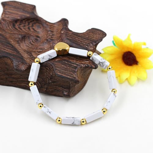 Image of Cuboid Love Elastic Bracelet, Crystal Energy Stone Anxiety Relief Yoga Jewelry for Women Male (Heart-shaped Charm Can Be Customized Name)