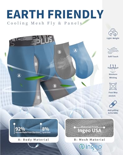 Boxer Briefs for Men Pack Breathable Mesh, Men's Underwear Moisture Wicking, Boxers for Men Pack 4 with 3D Pouch Long Leg4