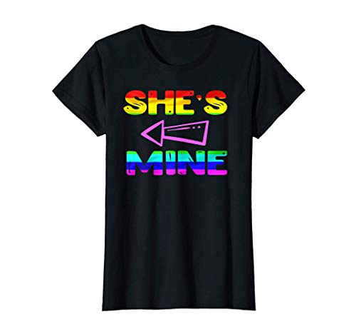 Donna Donna Lesbian Couple Gifts She's Mine Matching LGBT Pride Maglietta