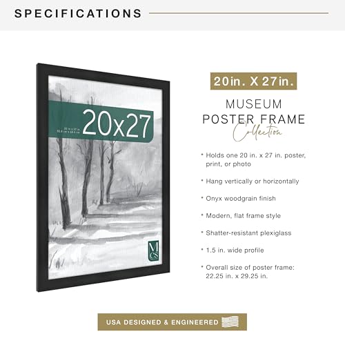 MCS Museum Posterrahmen 50 x 68 cm, Onyx-Holzmaserung, vertikaler und horizontaler Wandbehang, großer Bilderrahmen für Fotos… – Ansicht 4