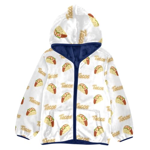 Tacos and Handwriting Lettering Girls Fleece Jacket Girls Fall Jacket Girls Zip Up Hoodie Girls Sherpa Jacket 2-10T