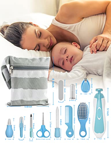 Ottolives Baby Healthcare And Grooming Kit, 24 In 1 Baby Electric Nail Trimmer Set Newborn Nursery Health Care Set For Newborn Infant Toddlers Baby Boys Girls Kids Haircut Tools (0-3 Years+) (Blue) #TOP6