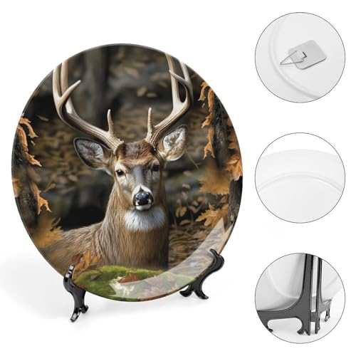 Plato decorativo Camouflage Deer Bone China 7 pulg miniatura 4