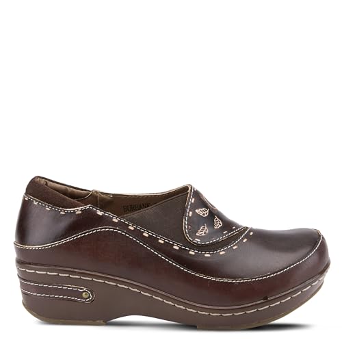 Image of Spring Step L'artiste Burbank Leather Clogs for Women | Designer Hand-Painted Slip-On Shoes | Ladies Casual Platform Clog