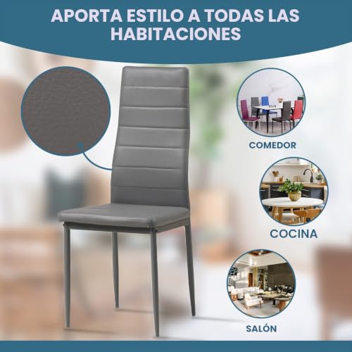 Miniatura 6 de Albatros 2700 Milano Set De 6 Sillas De Comedor, Gris