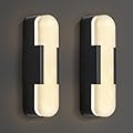 RINGRAIN Wall Sconces Set of Two, Natural Alabaster Wall Light,Matte Black Vanity Light Fixtures for Bathroom,Bedside Wall Lamp Perfect for Bedroom, Hallway, Living Room Kitchen(Gift LED)