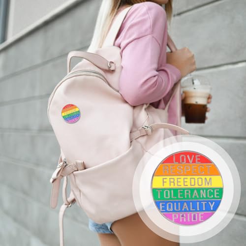 Image of Rainbow Pride Day Pin, Enamel LGBT Pins Equality Lapel Brooch LGBTQ Pins Ally Accessories Gift for Gay Lesbian Bisexual Backpack Clothes Hat Bags