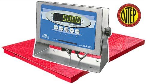 Triner Scale TSM5-57-B Floor Scale, 5,000 x 1 lb Capacity, 5' x 7' Deck, TI-500E-SS NTEP Indicator