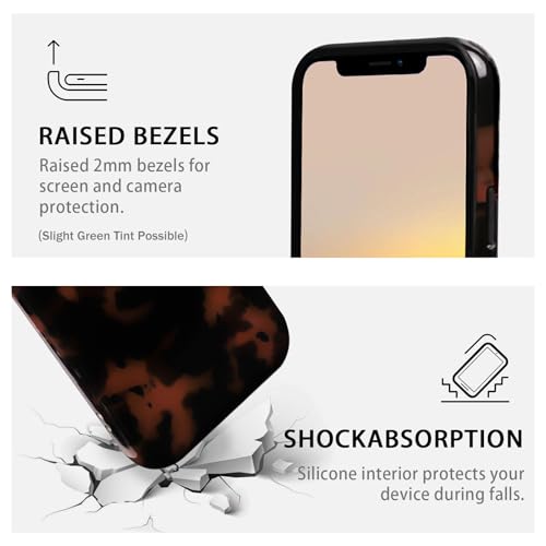 NITITOP Compatible with iPhone 12/12 Pro Case Magnetic Compatible with MagSafe Cute Leopard Amber Aesthetic Tortoise Design for Women Men Girls Soft TPU Shockproof Protective Cover - Glossy Black by NITITOP - Image 5