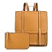 ECOSUSI Women Briefcase Laptop Backpack PU Leather Satchel Messenger Bag Fits up to 14 Inch Laptops with Small Purse, Brown