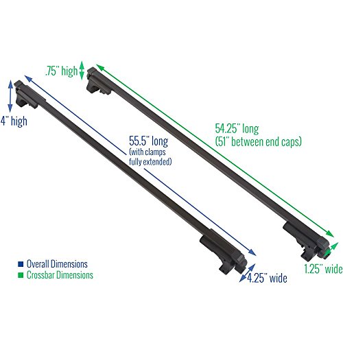 Apex RB-1006-49 Universal Side Rail Mounted Roof Bar, Black