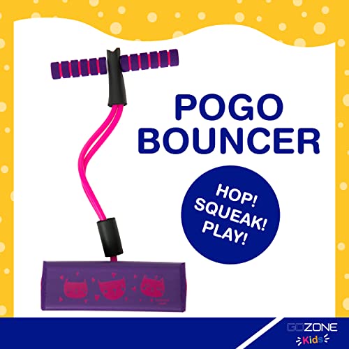 GoZone Kids Pogo Stick, Foam Pogo Jumper, Indoor and Outdoor Use, Comfortable Foam Handles, Ages 3 and Up, Cat Printed, Pink - Thumbnail 2