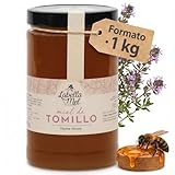 L'Abella Mel   Miel de Thym 100% Naturel | Miel d'abeille pur   Récolté à la main dans la vallée de la Costa Blanca, Espagne   Sans gluten   1000g