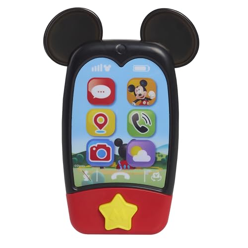 Mickey Mouse Disney Jr Clubhouse Téléphone Portable 15 cm avec Lumières et Sons, Jouet à Écran Tactile pour Jeu d’Imitation, Jouet de Voyage pour Enfants dès 3...