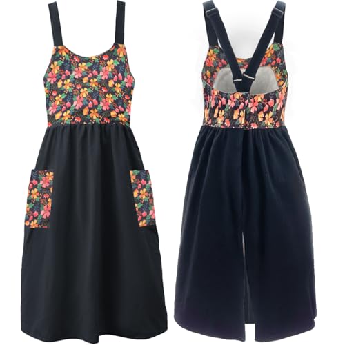 Cotton Linen Apron Cross Back Apron for Women with Pockets Pinafore Dress